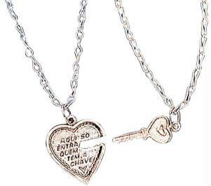 Conjunto Chave Do Amor Banhado A Prata