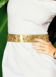 Cinto Dourado com Tachas e Strass Cinto Dourado com Tachas e Strass