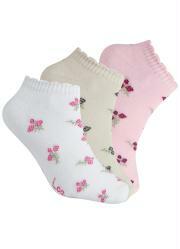 Kit Meias Rosa/Bege/Branco Feminina