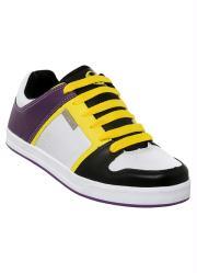tênis branco, amarelo e roxo em sintético