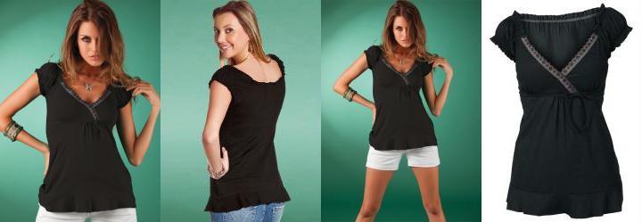 Bata em Malha de Algod�o Preta Quintess