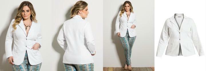 Blazer Feminino Plus Size Branco
