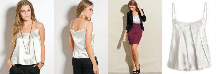 Blusa em Cetim com Al�a Branca