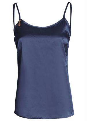 Blusa em Cetim com Alças Azul Marinho