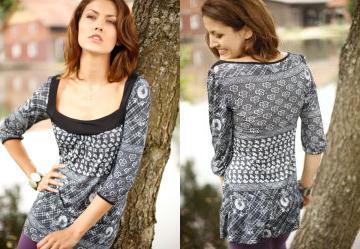Blusa 3/4 Decote Quadrado Estampada