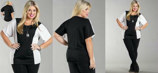 Blusa Feminina Plus Size Preta e Branca Blusa Feminina Plus Size Preta e Branca