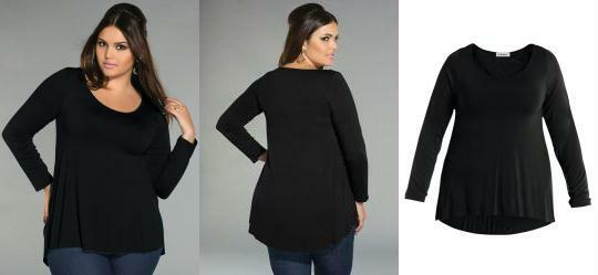 Blusa Plus Size Preta de Manga Longa