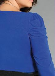blusa azul royal com mangas presunto