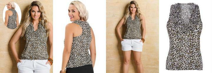 Blusa com Estampa de Onça Blusa com Estampa de Onça