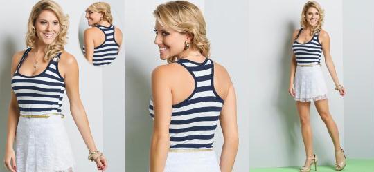 Regata Feminina Listrada com Costas Nadador