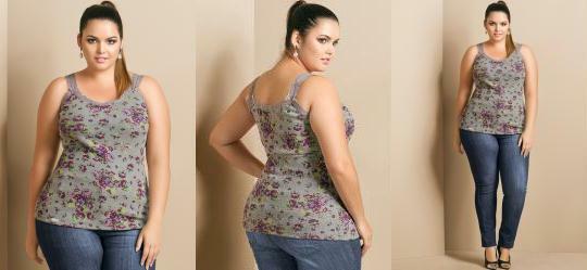 Regata Cinza e Floral Plus Size