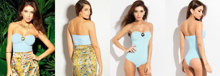 Body Azul Claro com Fivela Dourada