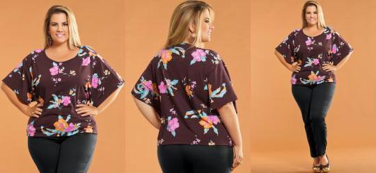 Blusa Estampa de Flor Plus Size Blusa Estampa de Flor Plus Size