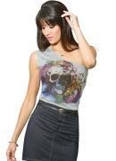 BLUSA DE CAVEIRA UM OMBRO SÓ (CINZA)
