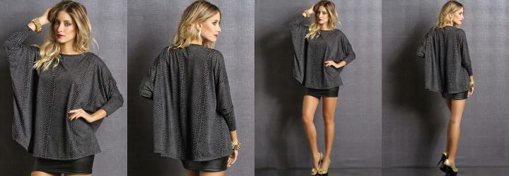 Blusa com Estampa de Cobra Chumbo