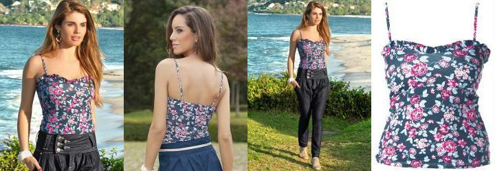 Blusa Azul Estampada de Al�a