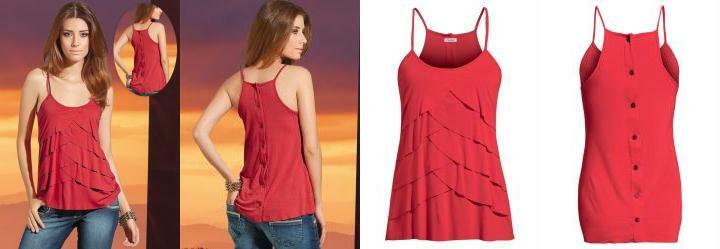 Blusa de Al�a com Babados Vermelha