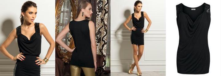 Blusa com Paetê e Gola Boba Preta Blusa com Paetê e Gola Boba Preta