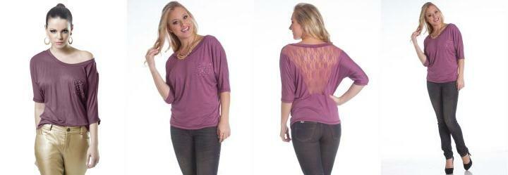 Blusa Manga 3/4 em Viscose Vinho Miss Masy