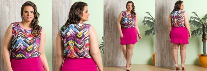 Blusa sem Mangas Estampada Plus Size Blusa sem Mangas Estampada Plus Size