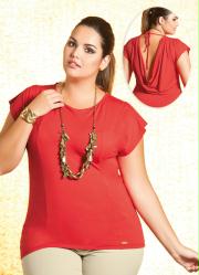 Blusa Plus Size Vermelha Decote nas Costas