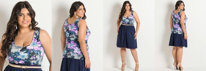 Regata Decote Redondo Estampa Flores Plus Size Regata Decote Redondo Estampa Flores Plus Size