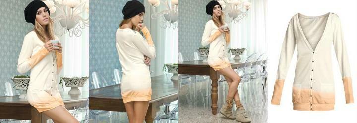 Cardigan Bege com Efeito Degradê Cardigan Bege com Efeito Degradê