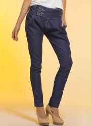 calça jeans modelo saruel jeans escuro
