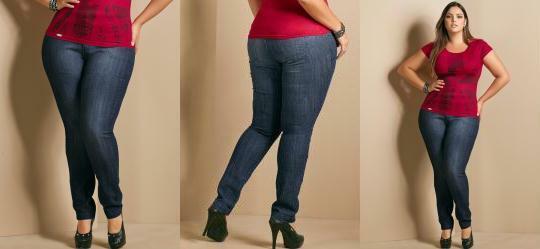Cal�a Jeans Skinny Plus Size Azul
