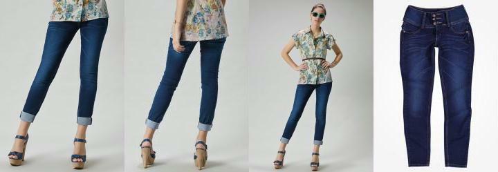 Cal�a Skinny com Elastano Azul Enfim