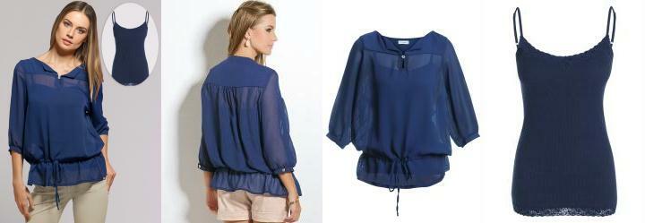 Blusa Azul Marinho com Leve Transpar�ncia