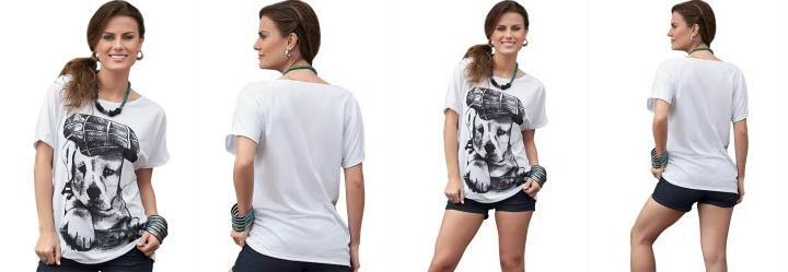 Blusa Branca com Estampa de Cachorro