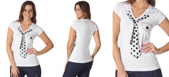 Camiseta com Estampa Branca em Malha de Algod�o
