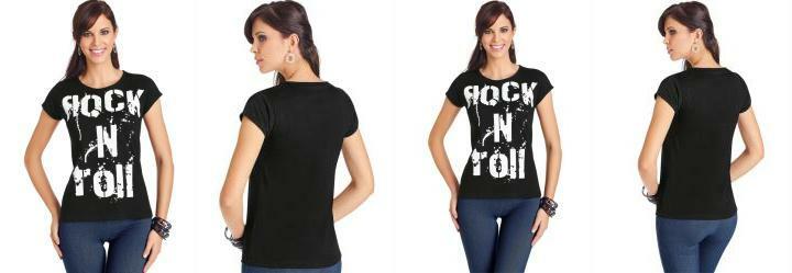 Camiseta Preta com Estampa Rock