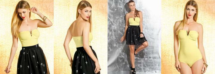 Body Amarelo com Detalhe no Decote
