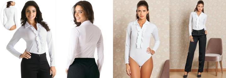 Colant Manga Longa com Babados Branco