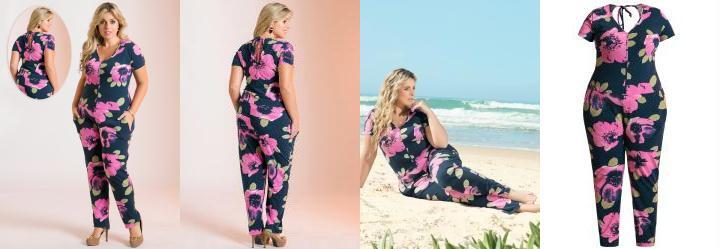 Macacão Estampa Flores Plus Size Macacão Estampa Flores Plus Size
