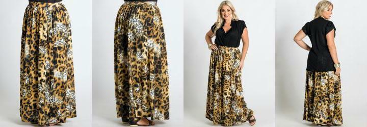 Saia Longa Estampa Oncinha Plus Size Saia Longa Estampa Oncinha Plus Size