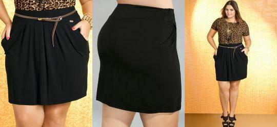 Saia Preta com Bolsos Laterais