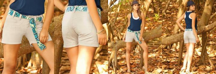Bermuda Feminina com Bolsos Bege