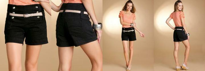 Bermuda Jeans Cintura Alta Preta