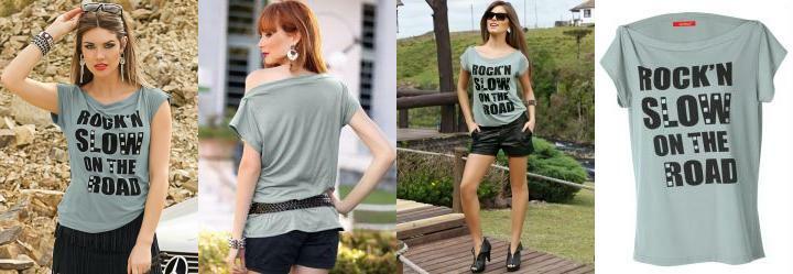 T�nica Cinza Decote Canoa