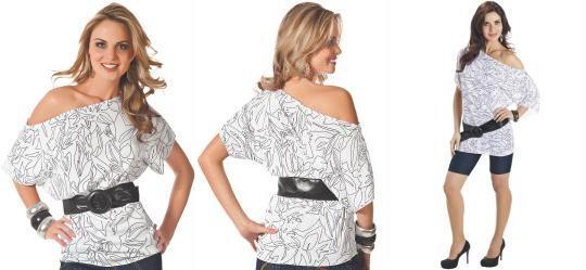 T�nica Estampada com Decote Canoa