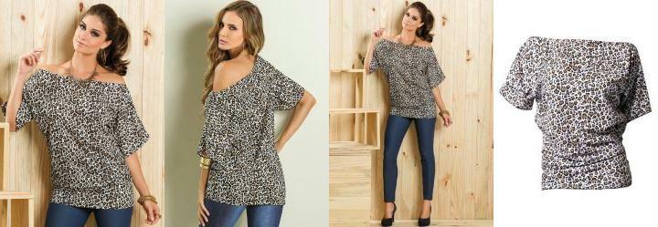 T�nica com Ombros � Mostra Estampa de On�a