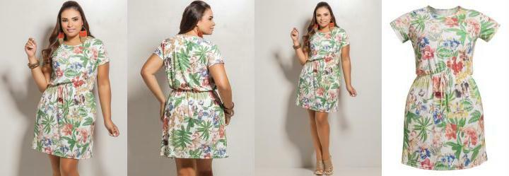 Vestido de Laço Estampa Plus Size Floral Vestido de Laço Estampa Plus Size Floral