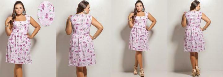 Vestido sem Mangas Plus Size Estampado Vestido sem Mangas Plus Size Estampado