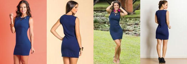 Vestido Detalhe Vazado Azul