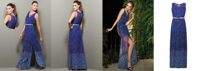 Vestido Longo com Fenda Estampado