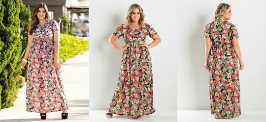 Vestido Longo Estampa Flores Plus Size Vestido Longo Estampa Flores Plus Size