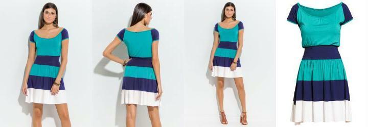 Vestido Turquesa com Listras